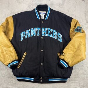 Rare Vintage 90’s Carolina Panthers Wool And Leather Starter Jacket Size XL🔥